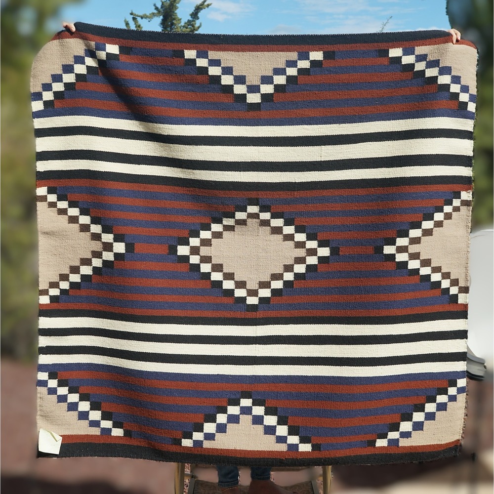 Vintage Navajo Native American Indian Third Phase Cheifs Rug Blanket 56.5 x 55.5